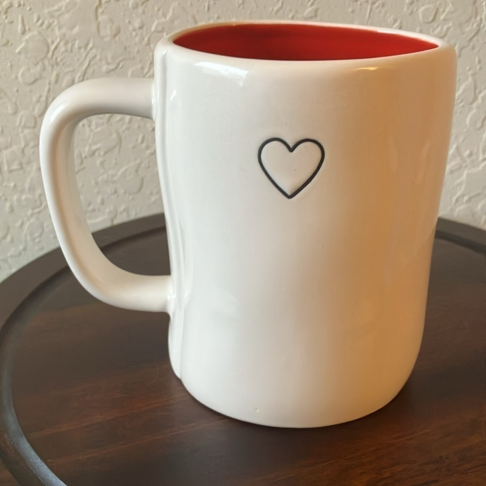 Rae Dunn: White/ Red interior Valentine Heart Mug- Coffee/Tea - Picture 4 of 16